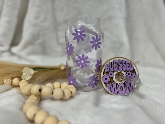 16oz Blessed Mom Glass Can