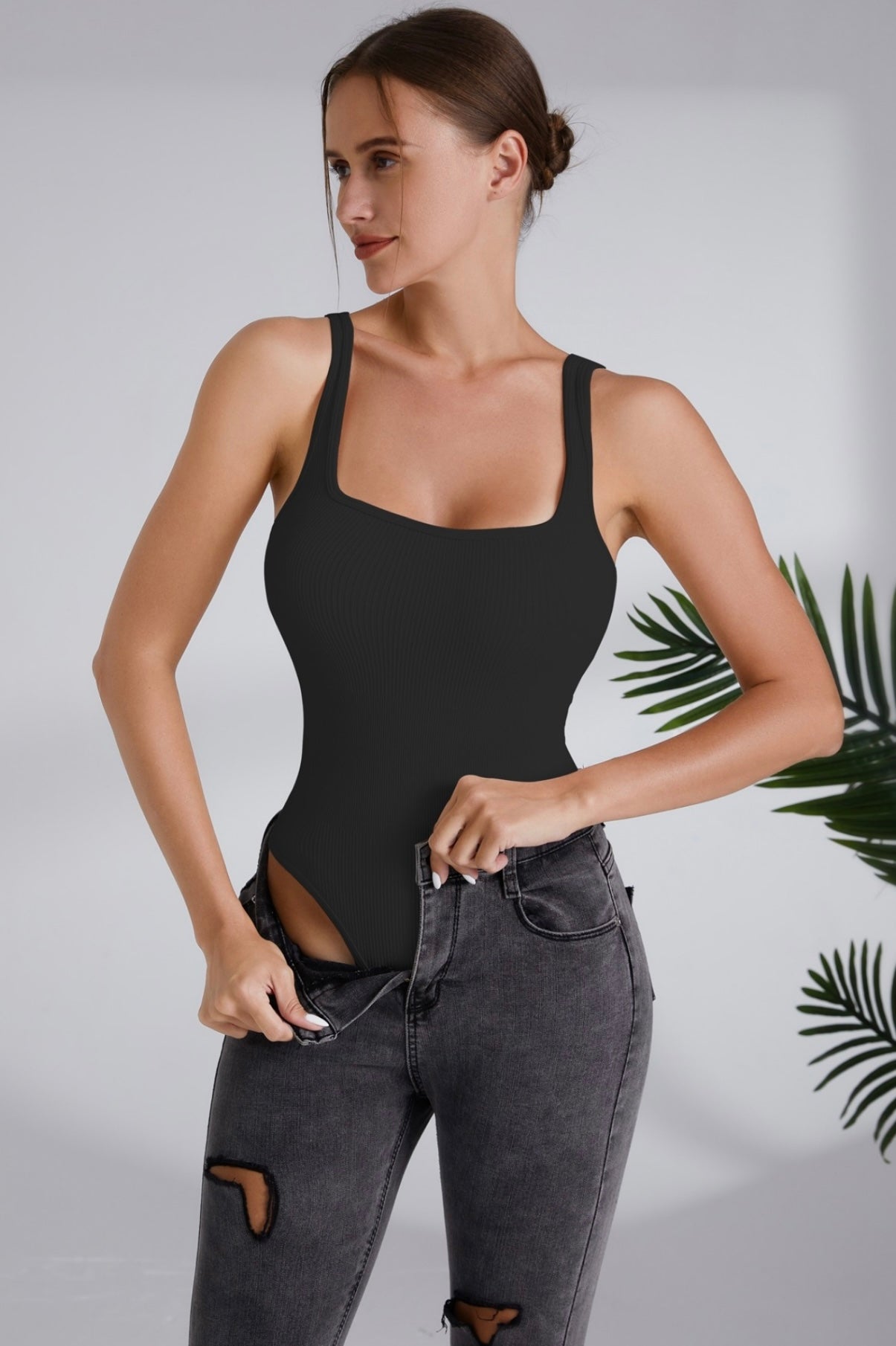 Seamless Ribbed Square Neck Tank Bodysuit