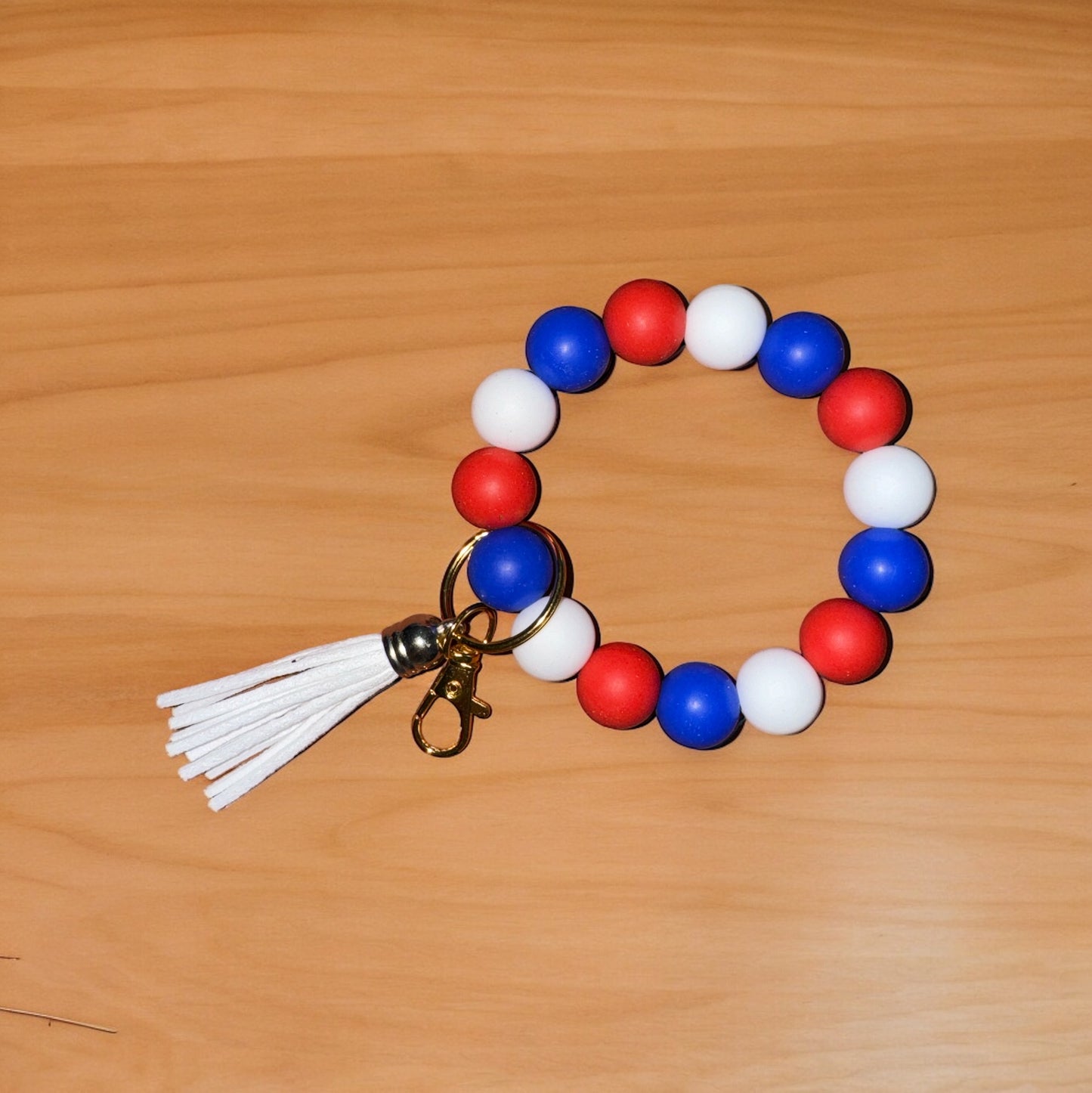 Red, White, and Blue Silicone Keychain