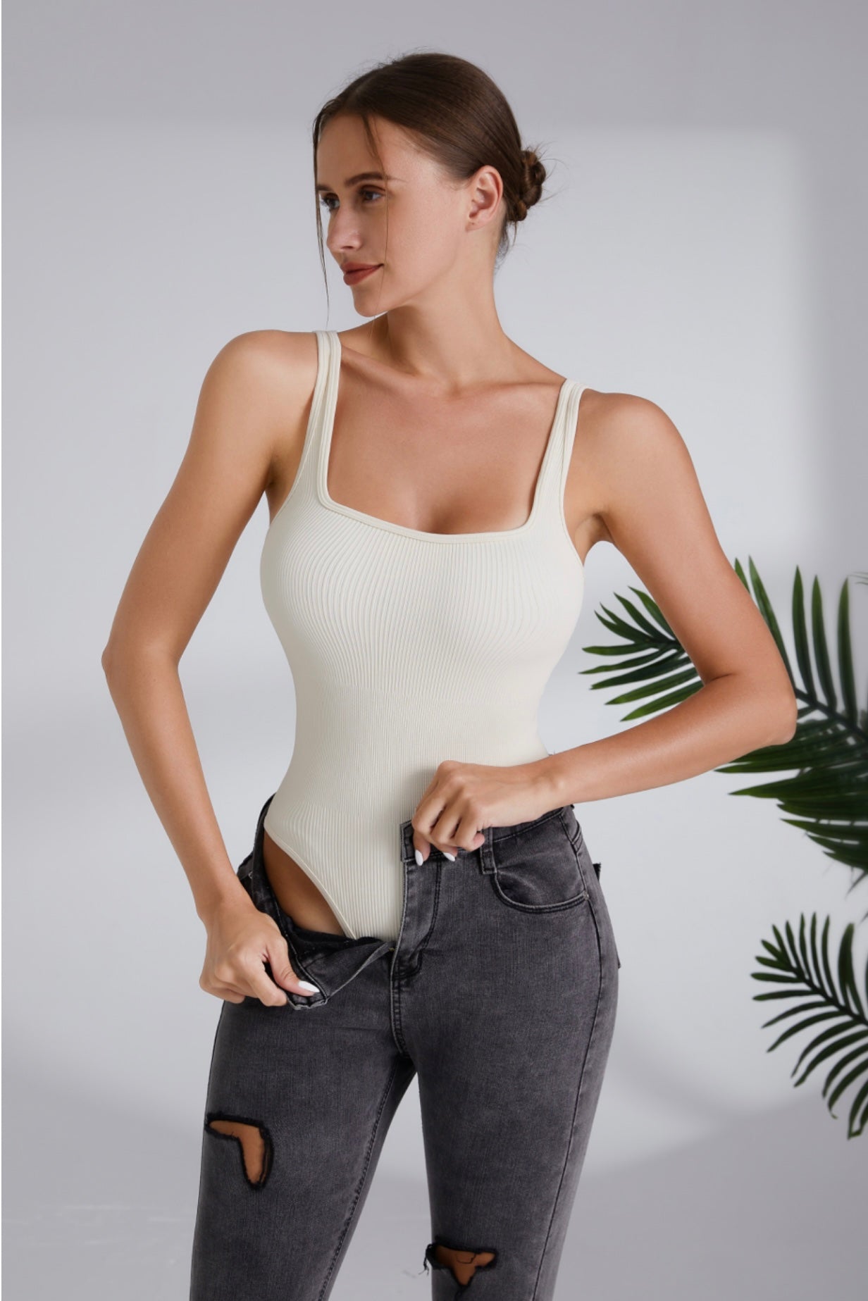 Seamless Ribbed Square Neck Tank Bodysuit